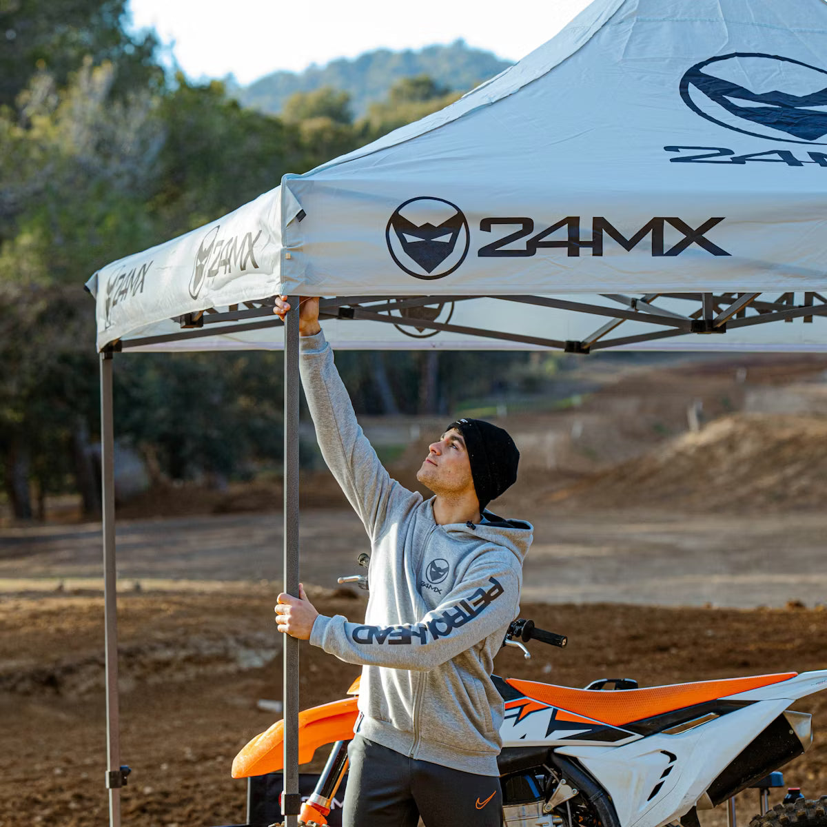 Rennzelt Mit Wänden 24MX Easy-Up Grau